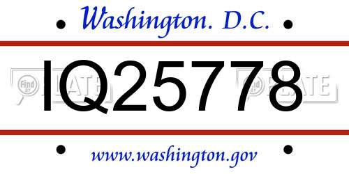 IQ25778 District Of Columbia License Plate