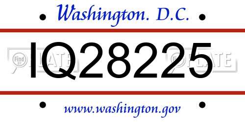 IQ28225 District Of Columbia License Plate