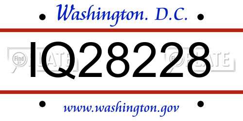 IQ28228 District Of Columbia License Plate