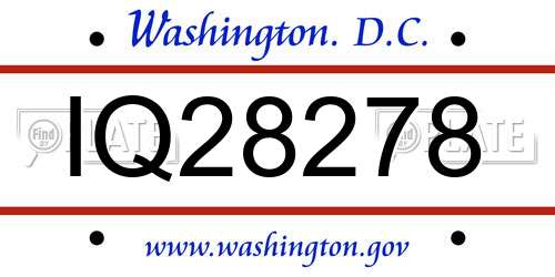 IQ28278 District Of Columbia License Plate