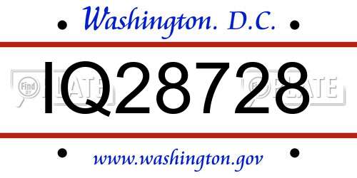 IQ28728 District Of Columbia License Plate