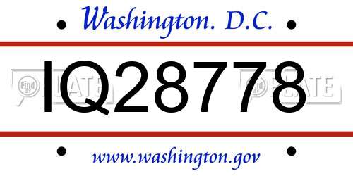 IQ28778 District Of Columbia License Plate