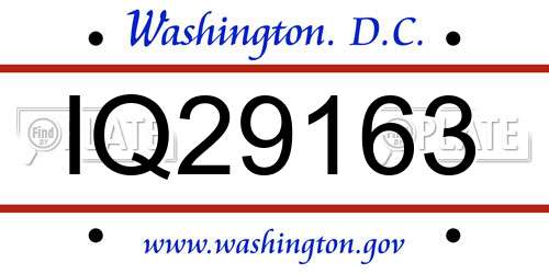 IQ29163 District Of Columbia License Plate