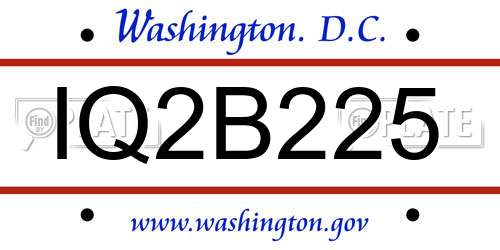 IQ2B225 District Of Columbia License Plate
