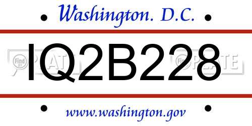 IQ2B228 District Of Columbia License Plate