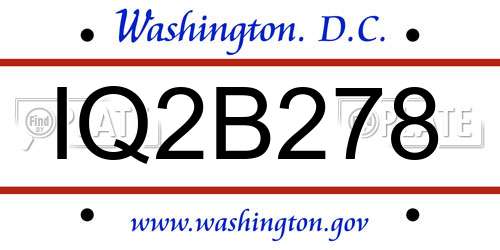 IQ2B278 District Of Columbia License Plate