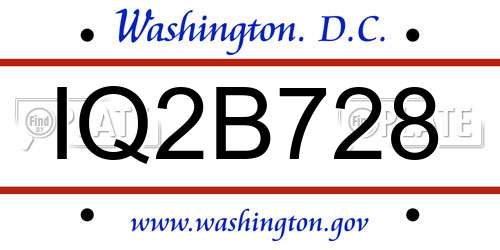 IQ2B728 District Of Columbia License Plate