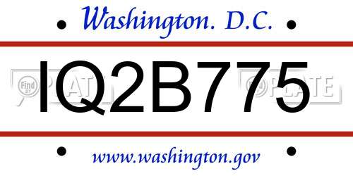 IQ2B775 District Of Columbia License Plate