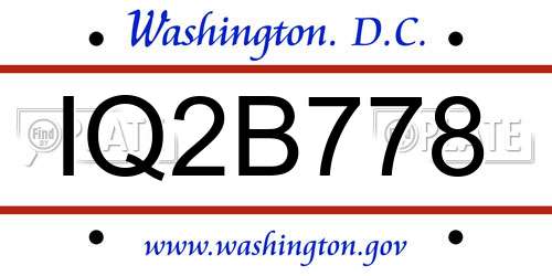IQ2B778 District Of Columbia License Plate