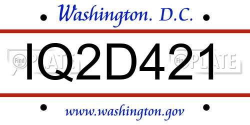 IQ2D421 District Of Columbia License Plate