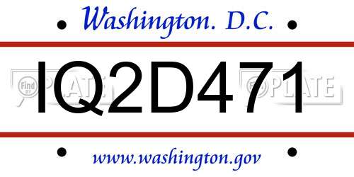 IQ2D471 District Of Columbia License Plate