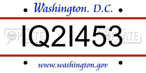 IQ2I453 District Of Columbia License Plate