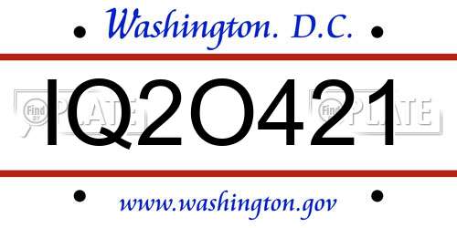 IQ2O421 District Of Columbia License Plate
