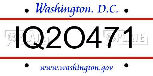 IQ2O471 District Of Columbia License Plate