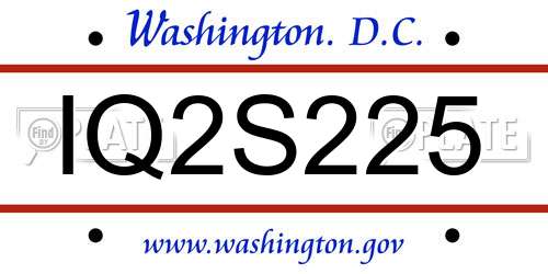 IQ2S225 District Of Columbia License Plate