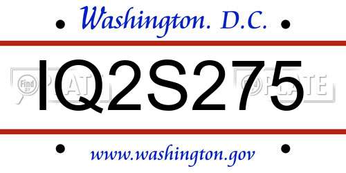 IQ2S275 District Of Columbia License Plate