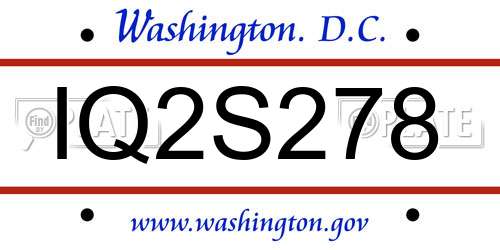 IQ2S278 District Of Columbia License Plate