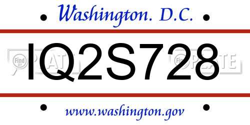IQ2S728 District Of Columbia License Plate