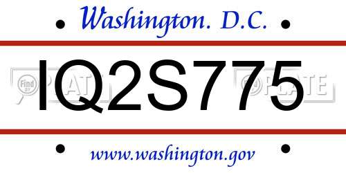 IQ2S775 District Of Columbia License Plate