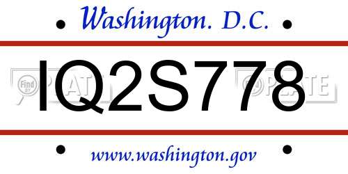 IQ2S778 District Of Columbia License Plate