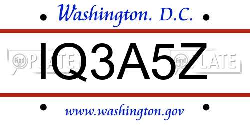 IQ3A5Z District Of Columbia License Plate
