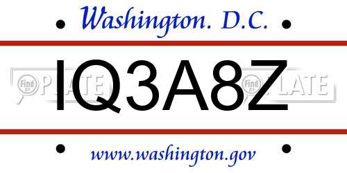 IQ3A8Z District Of Columbia License Plate