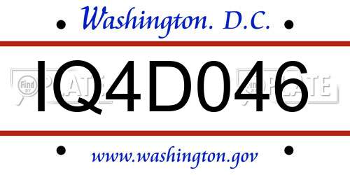 IQ4D046 District Of Columbia License Plate