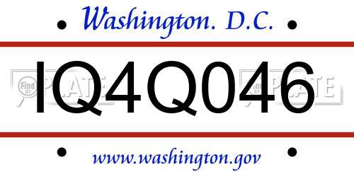 IQ4Q046 District Of Columbia License Plate