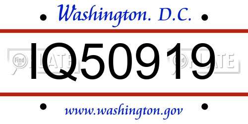 IQ50919 District Of Columbia License Plate