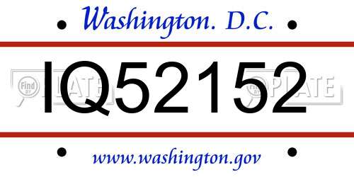 IQ52152 District Of Columbia License Plate