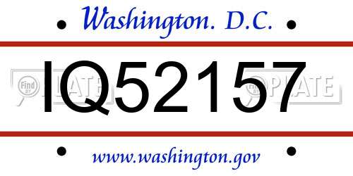 IQ52157 District Of Columbia License Plate