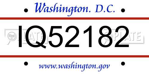 IQ52182 District Of Columbia License Plate