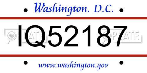 IQ52187 District Of Columbia License Plate
