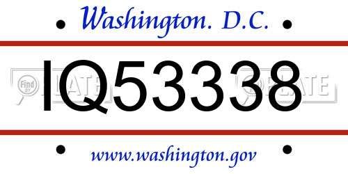 IQ53338 District Of Columbia License Plate