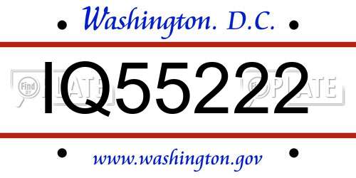 IQ55222 District Of Columbia License Plate