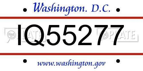 IQ55277 District Of Columbia License Plate