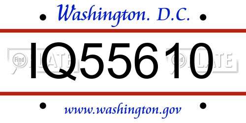 IQ55610 District Of Columbia License Plate