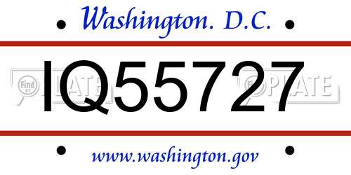 IQ55727 District Of Columbia License Plate