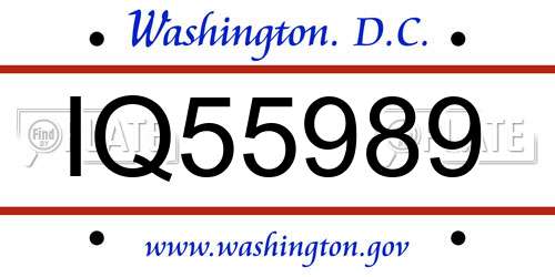 IQ55989 District Of Columbia License Plate