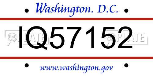 IQ57152 District Of Columbia License Plate