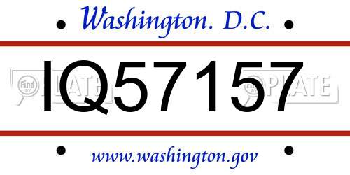 IQ57157 District Of Columbia License Plate