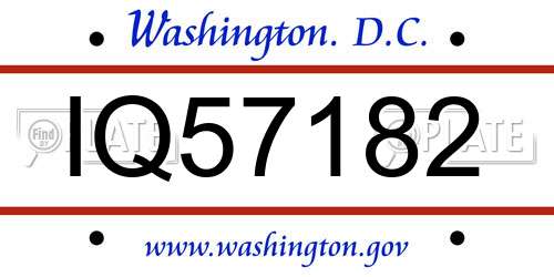 IQ57182 District Of Columbia License Plate
