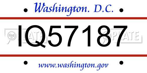 IQ57187 District Of Columbia License Plate