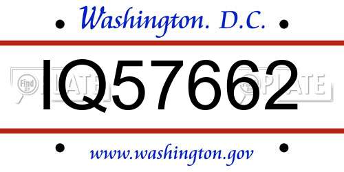 IQ57662 District Of Columbia License Plate