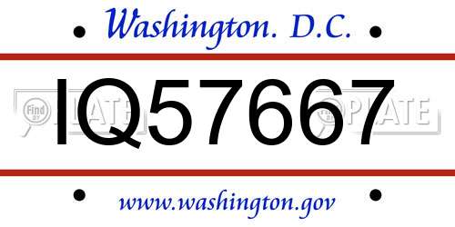 IQ57667 District Of Columbia License Plate