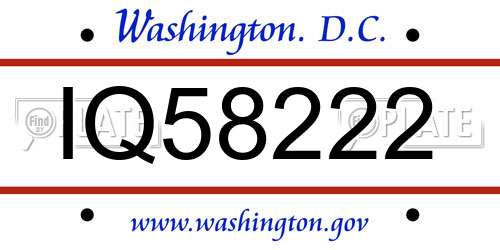 IQ58222 District Of Columbia License Plate