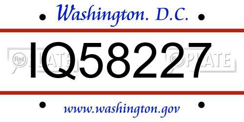 IQ58227 District Of Columbia License Plate