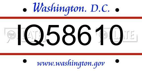 IQ58610 District Of Columbia License Plate
