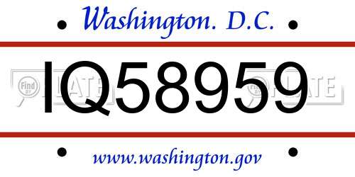 IQ58959 District Of Columbia License Plate