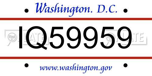 IQ59959 District Of Columbia License Plate